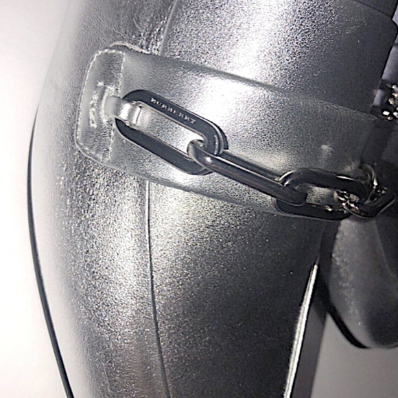 BURBERRY Cheltown Metallic-Leather Slingback Loafers - Picture 4 of 11